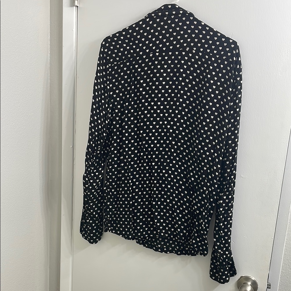 All Saints Black and White Fitted Long Sleeve Button Down Shirt - Picture 5 of 5